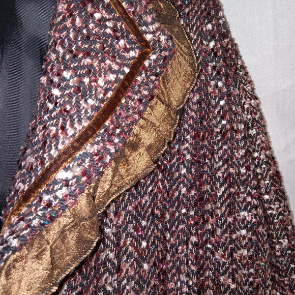 YAK MAGIK Multi Colored Tweed Sparkly Evening Jacket With Ruffled Hem Womns XL - Picture 2 of 13